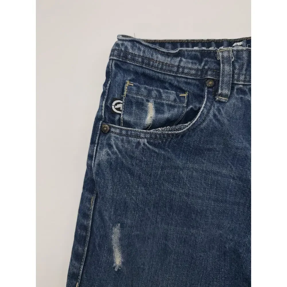 Vtg Y2K Ecko Unltd Jeans Youth 12 Blue Denim Baggy Skate Loose Fit Streetwear
